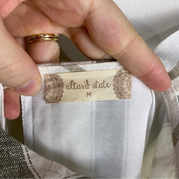 Altar'd State Layla Linen Chevron Striped Sleeveless Mini Sun Dress Size Medium - Picture 2 of 5